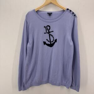 Talbots Lavender Sweater with Navy Anchor